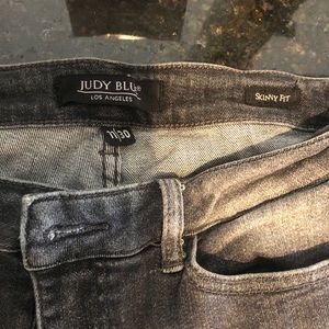 Distressed and splattered jeans